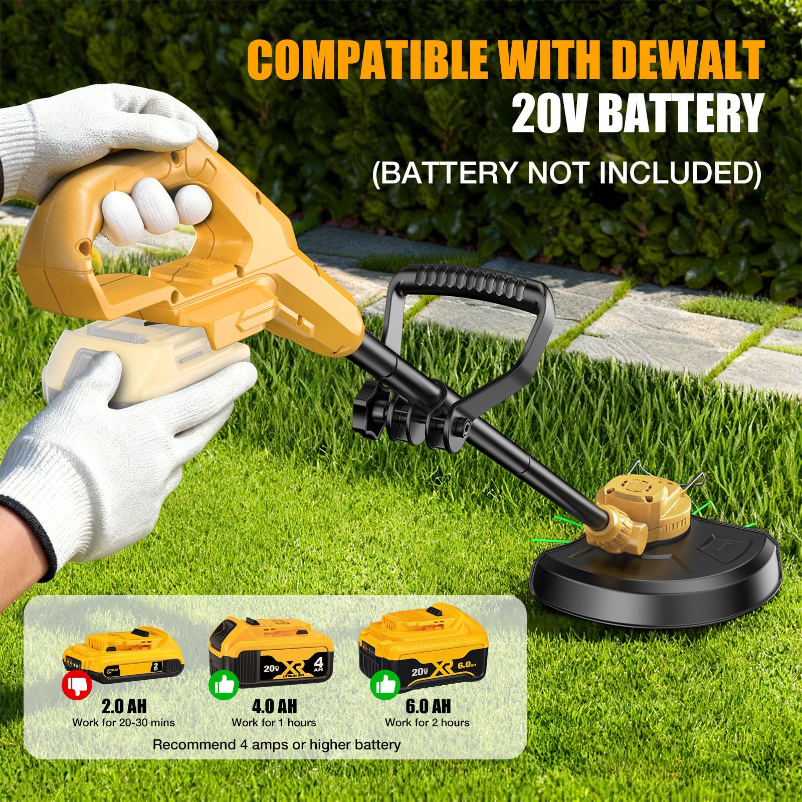 Brngeqi weed wacker adjustable handle enables comfortable use for different users.