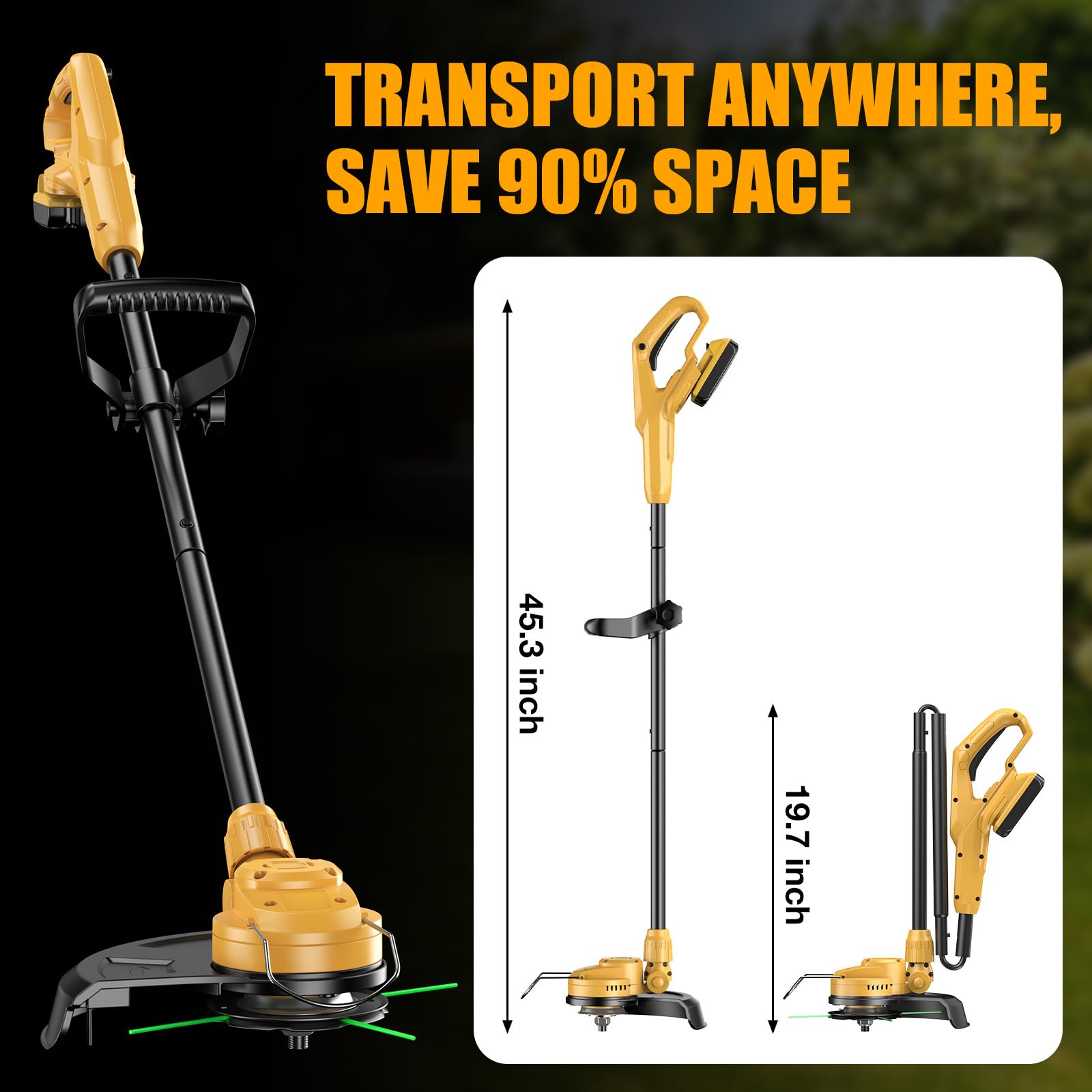 Brngeqi brushless motor weed wacker delivering strong cutting power with quiet operation.