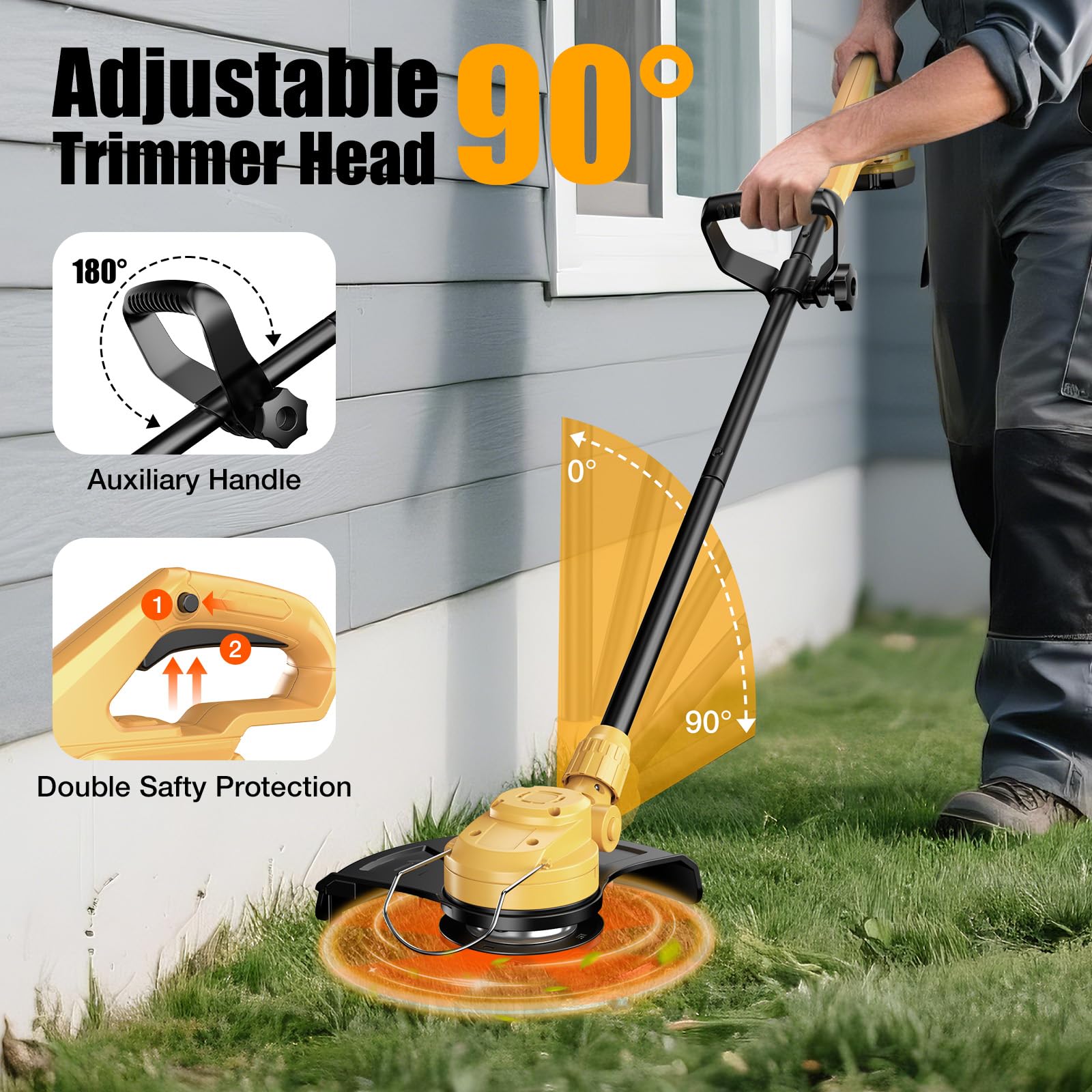 Brngeqi weed wacker safety guard protects against debris during trimming.