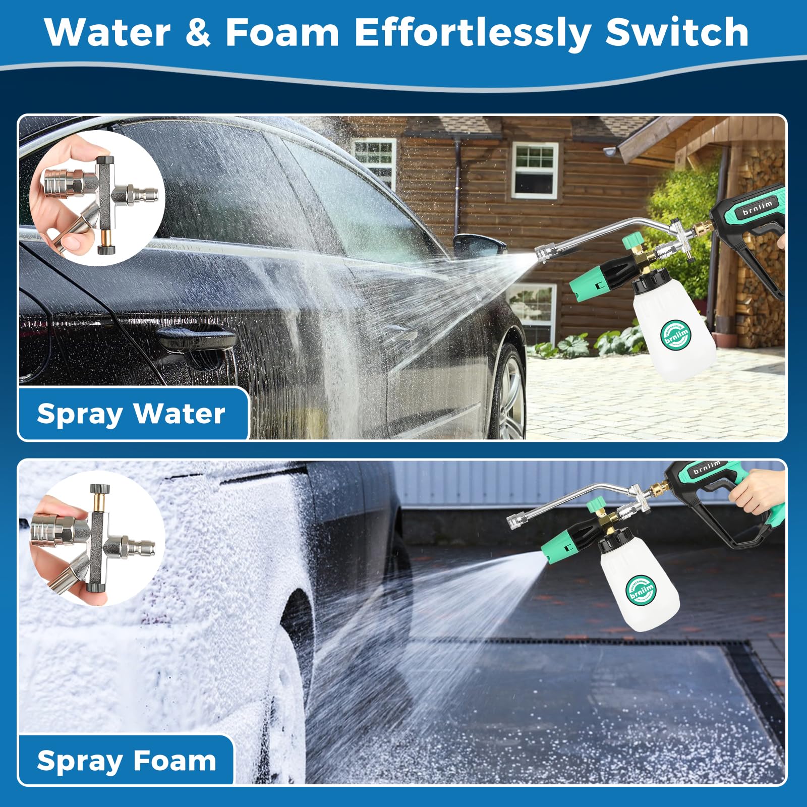 BRNIIM five-nozzle set covers engine bays to patio tiles.