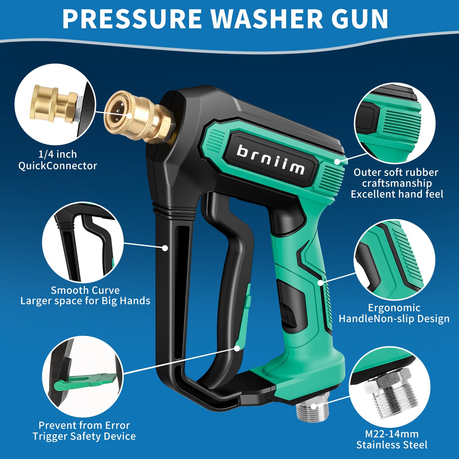 BRNIIM foam cannon delivering rich foam density for effective dirt lifting.