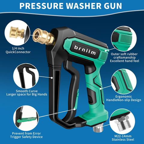 BRNIIM foam cannon delivering rich foam density for effective dirt lifting.