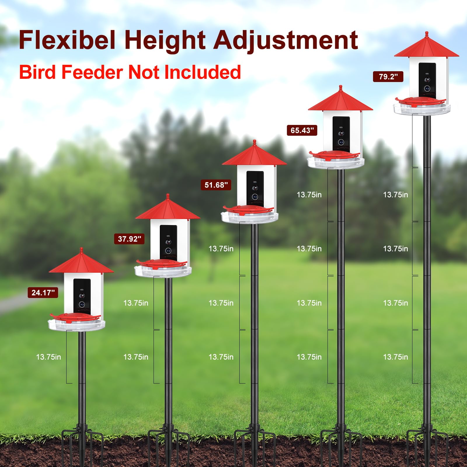 BROAIMX five-prong base for pole provides stable ground support.
