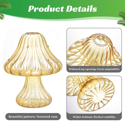BROPGOD mushroom glass terrarium showcases mini landscape and brightens a shelf.