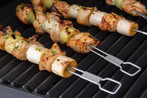 Set of four Broil King skewers ideal for family grilling and gatherings.