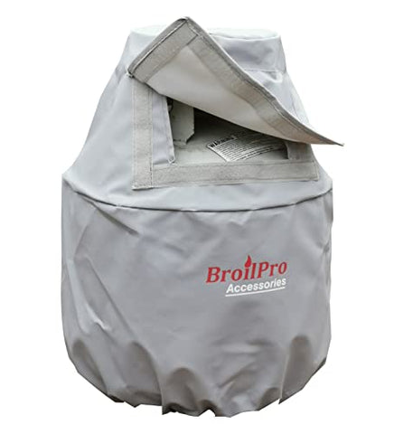 BroilPro Accessories propane tank cover side angle shows secure fit on standard 20-lb cylinders.