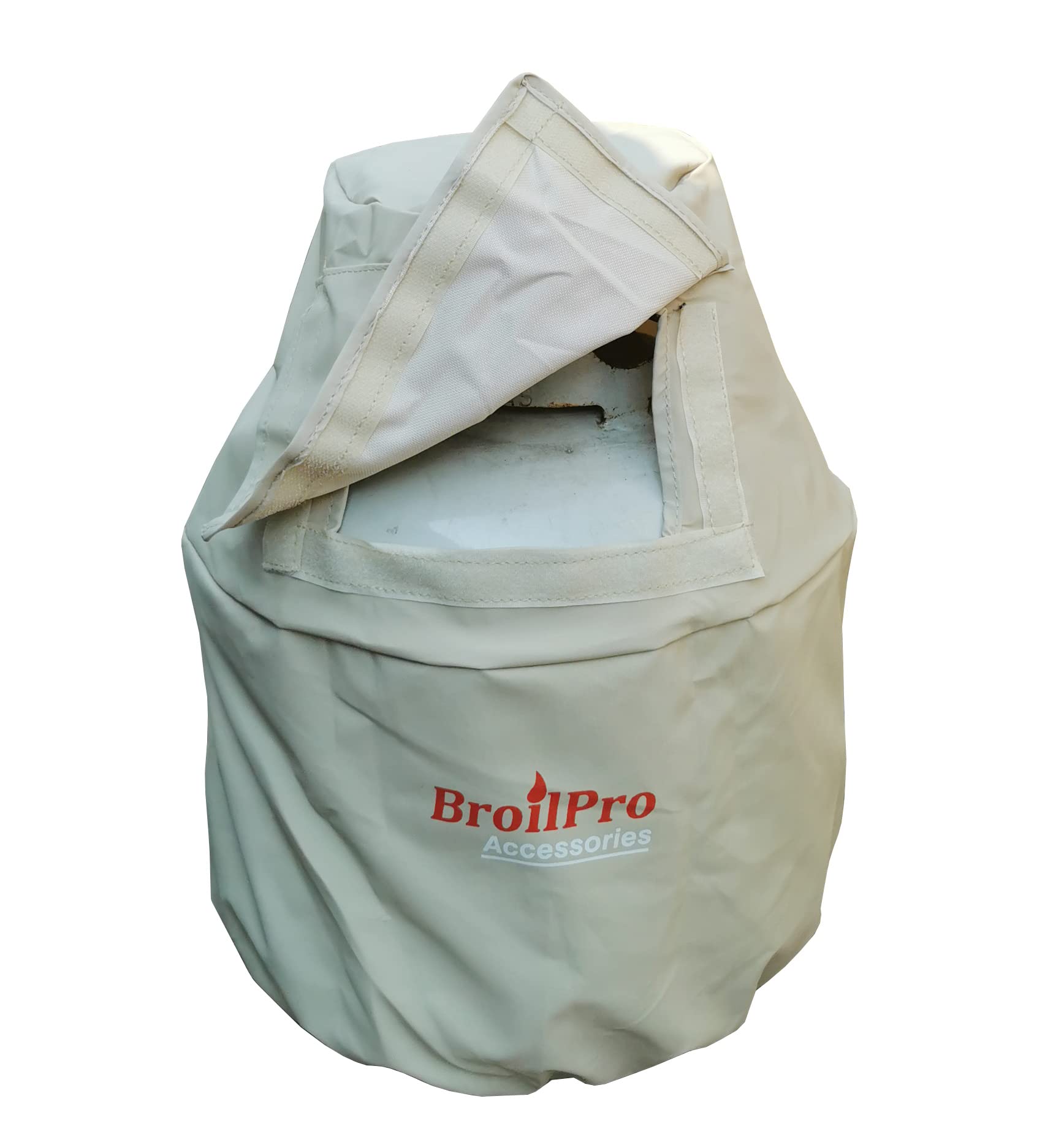 BroilPro Accessories propane tank cover side view—beige hides weathering during outdoor grilling