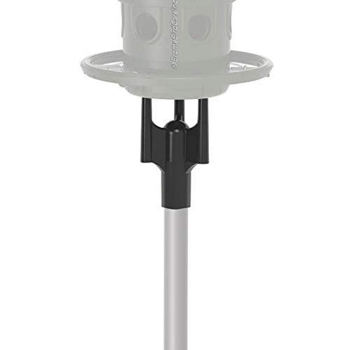 Brome Pole Adaptor on a 1-inch pole enables easy Squirrel Buster Plus mounting