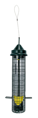 Brome Squirrel Buster Nyjer feeder with 8 ports supports multiple finches.