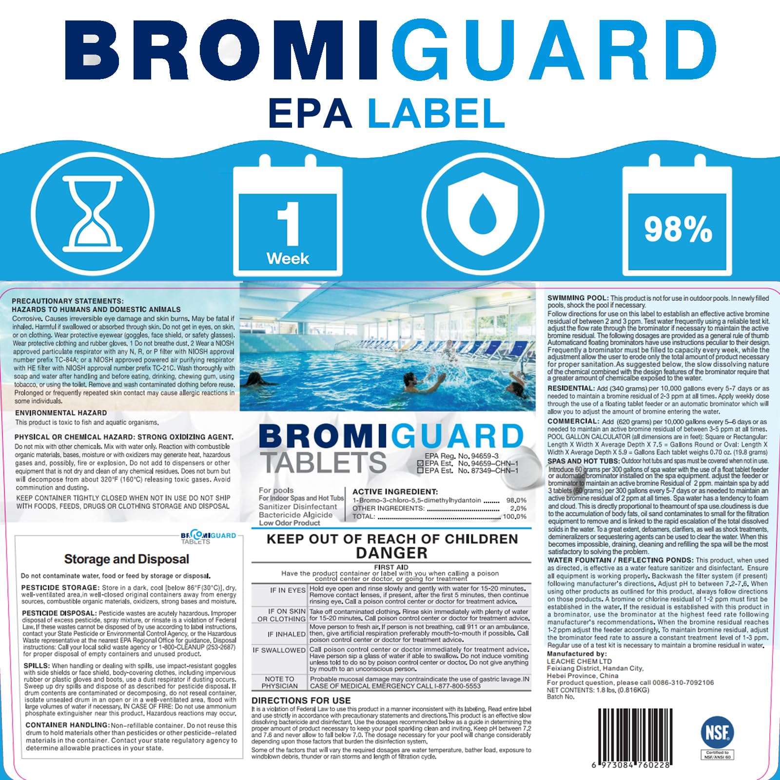 BROMIGUARD tablet in chlorinator providing stable spa sanitizer.