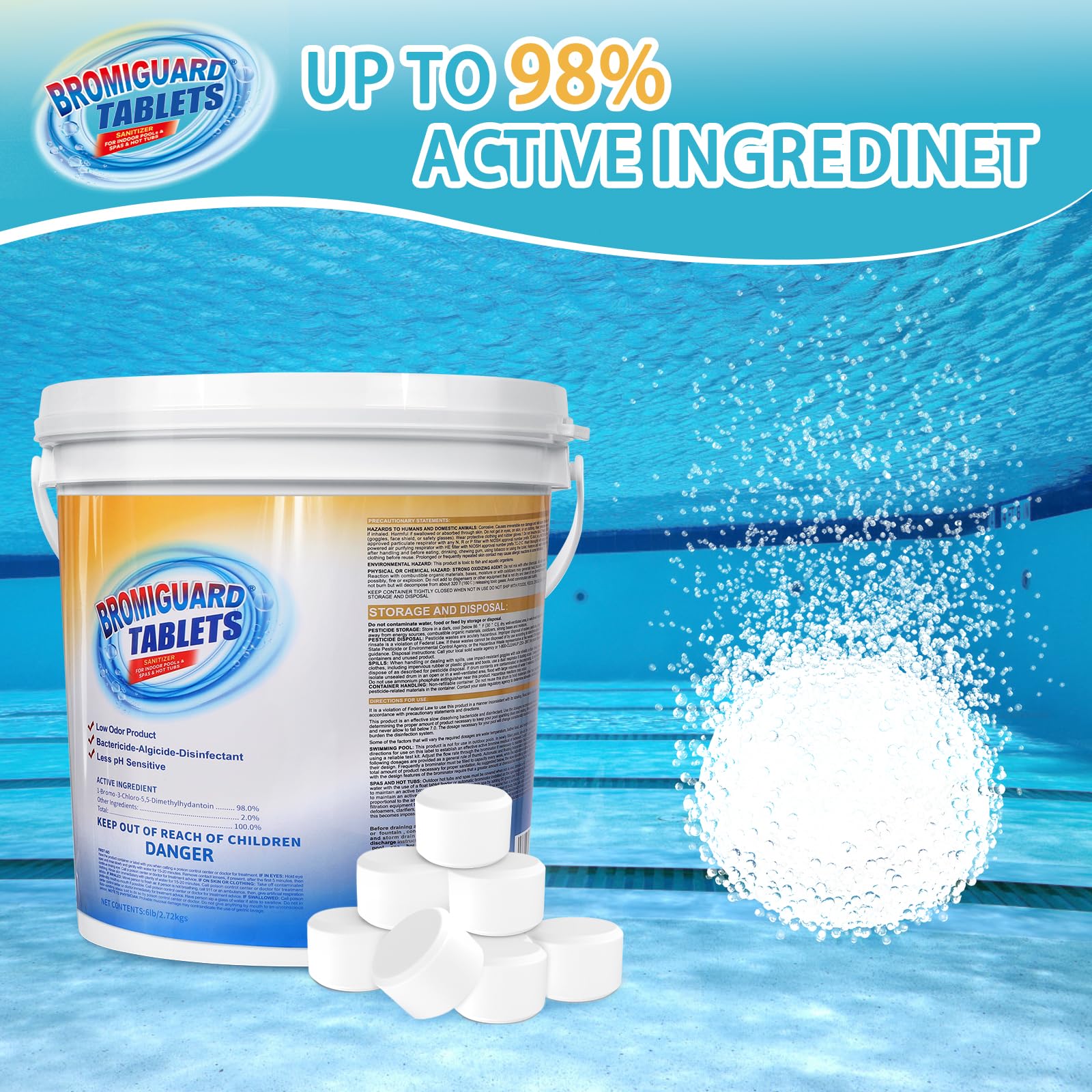 BROMIGUARD pre-stabilized formula ensures reliable performance in varying spa temperatures.