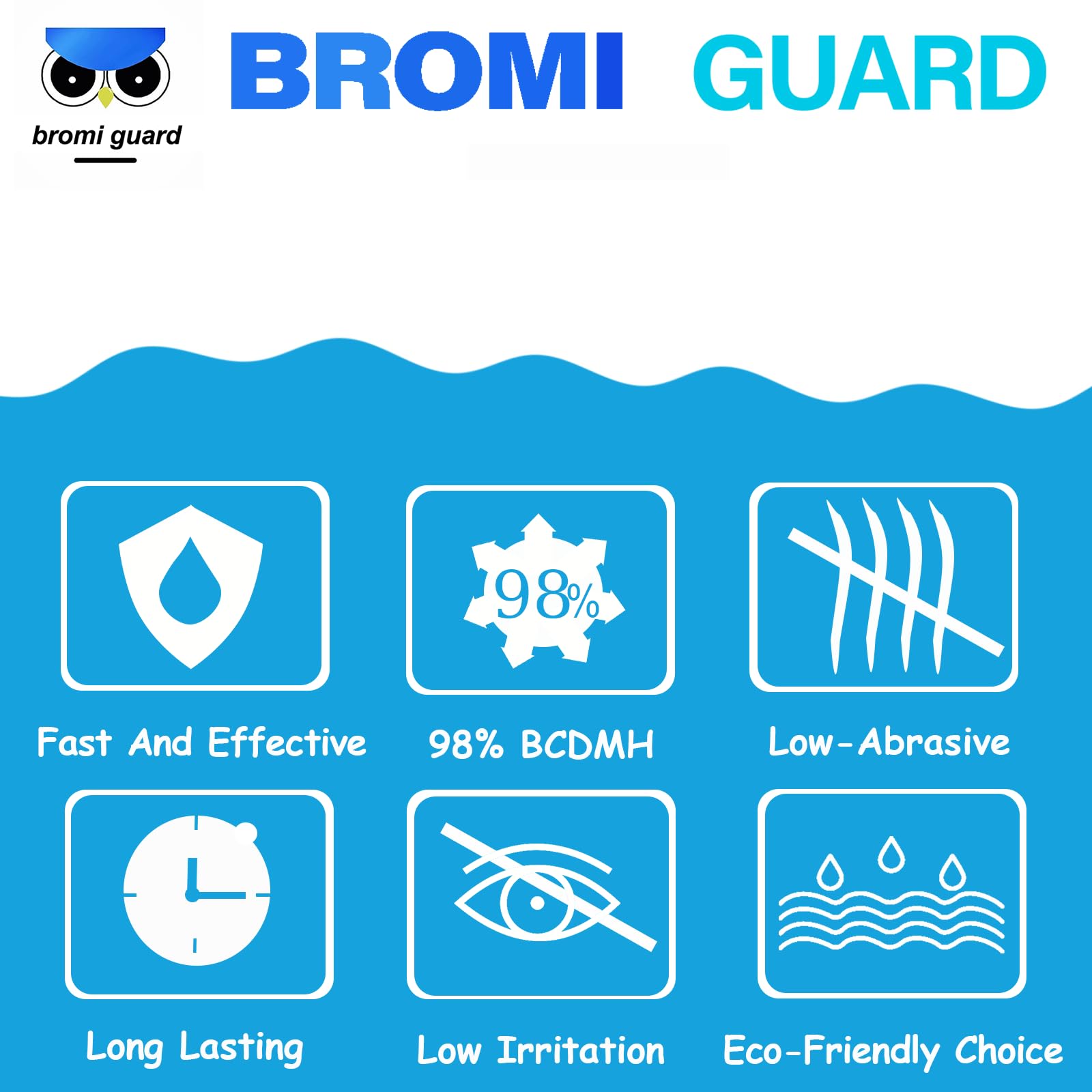 BROMIGUARD tablets dissolving in water providing long-lasting disinfection.