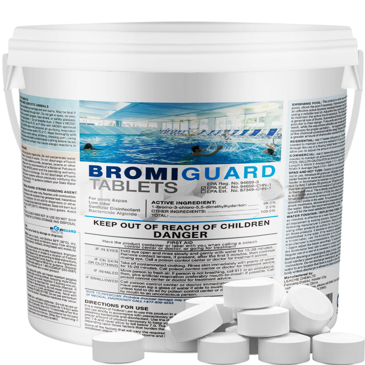1-Inch Bromine Tabs packaging for spa maintenance.