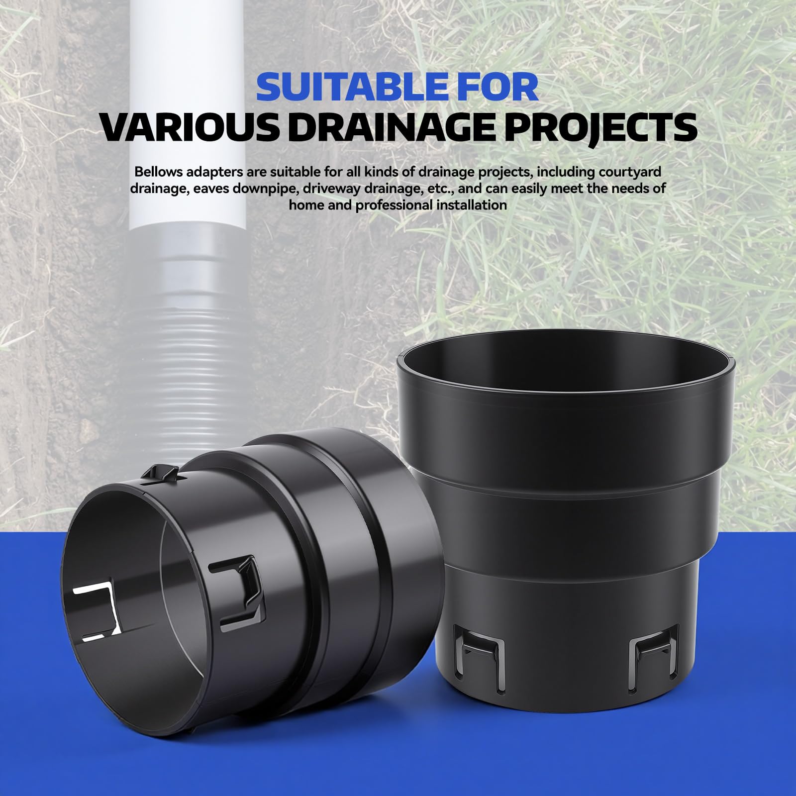 BROQIXIN outdoor-use connector withstands weather for year-round drainage.