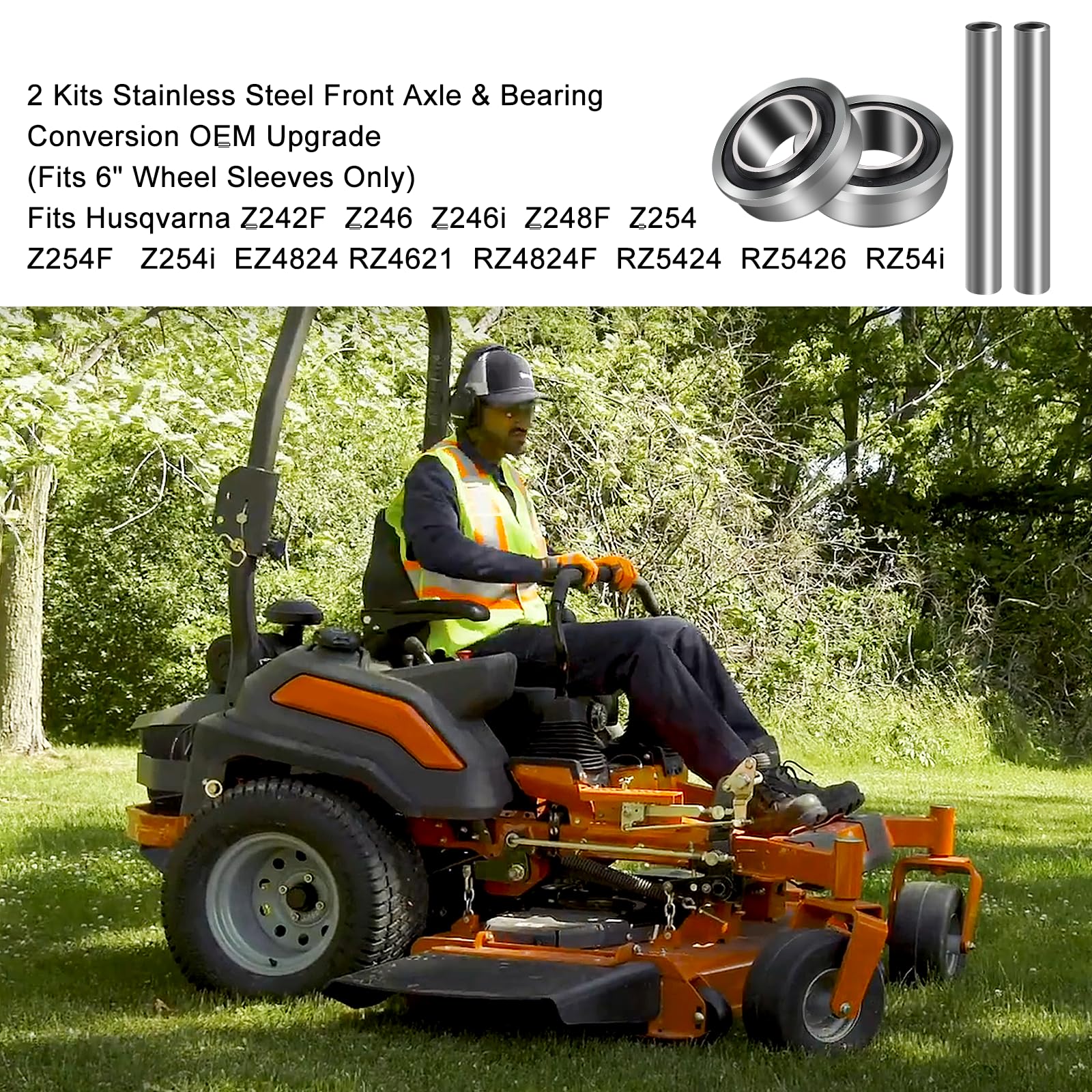 BROQIXIN stainless steel axle for Husqvarna Z246 resists rust for longer life.