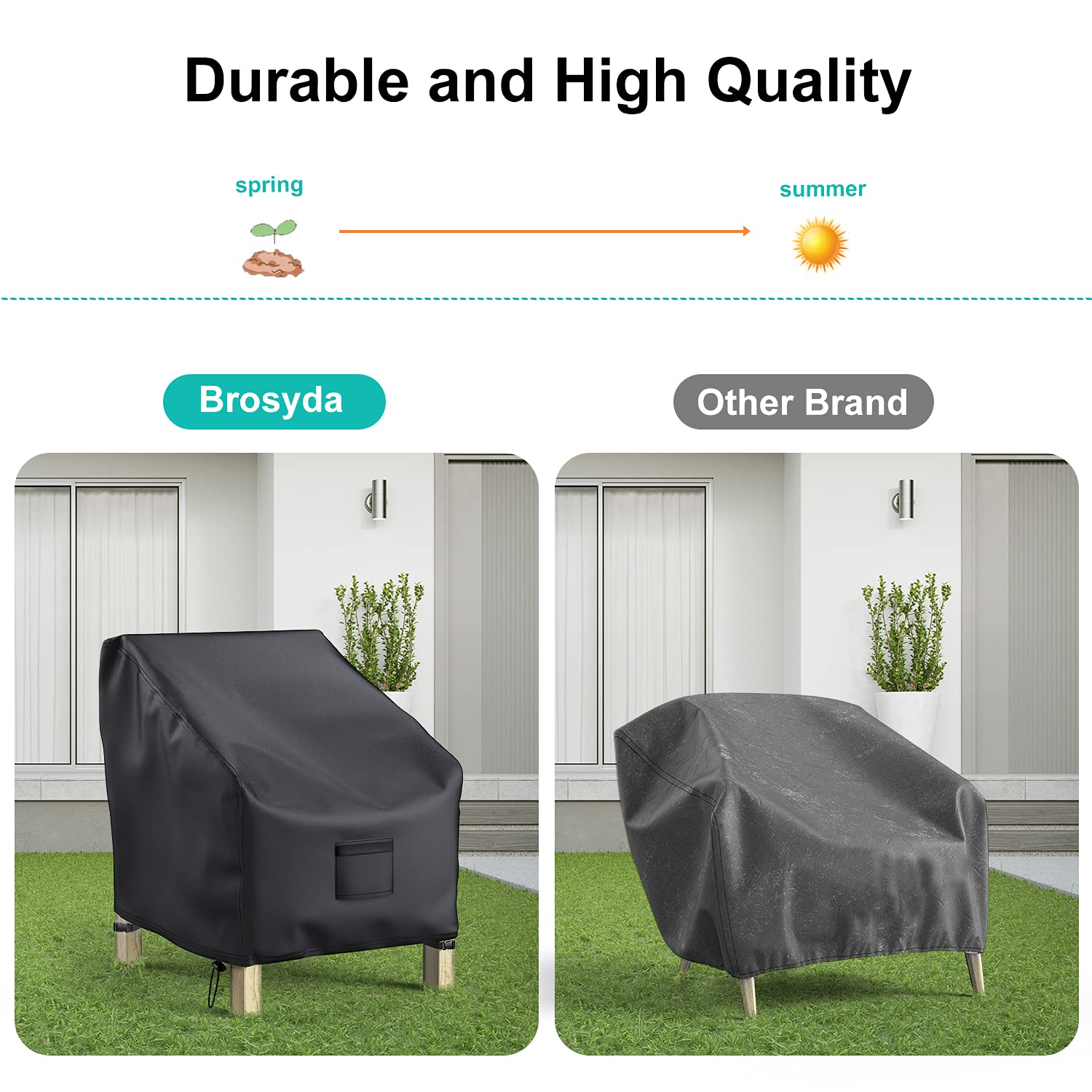 BROSYDA chair cover 4-strap closure keeps the cover secured