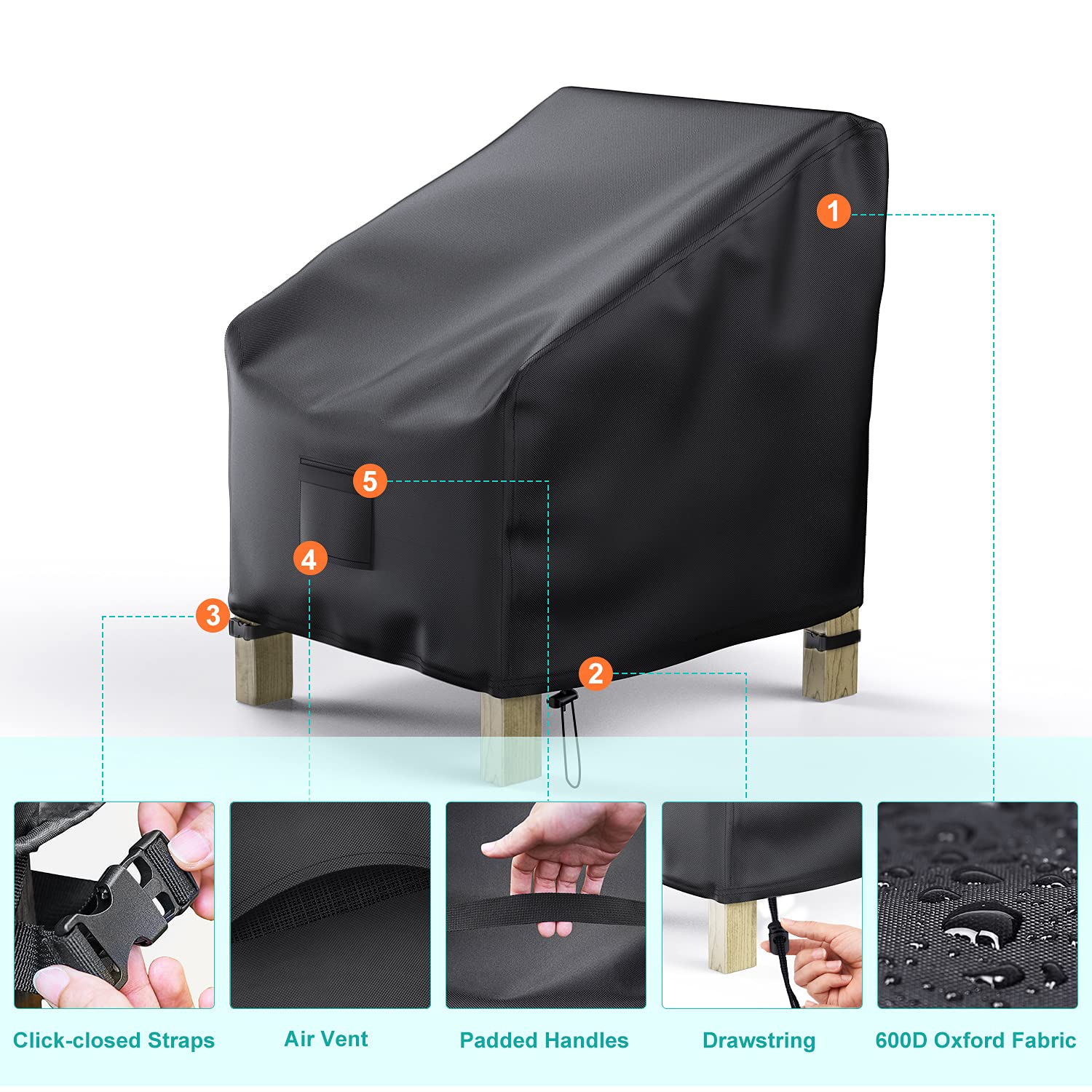 BROSYDA chair cover padded vent handles for easy removal