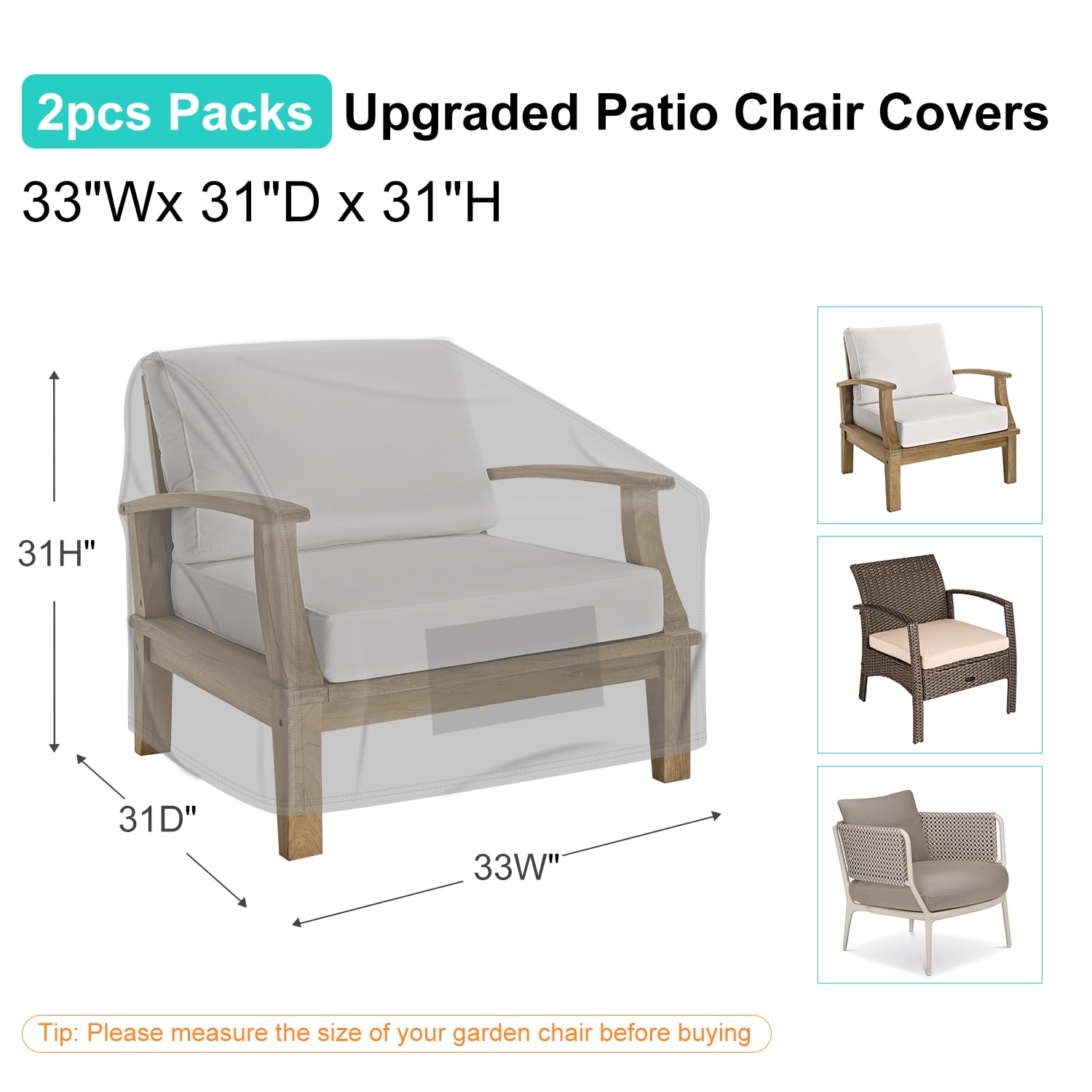 BROSYDA chair cover with interior PU waterproof coating shielding from rain.