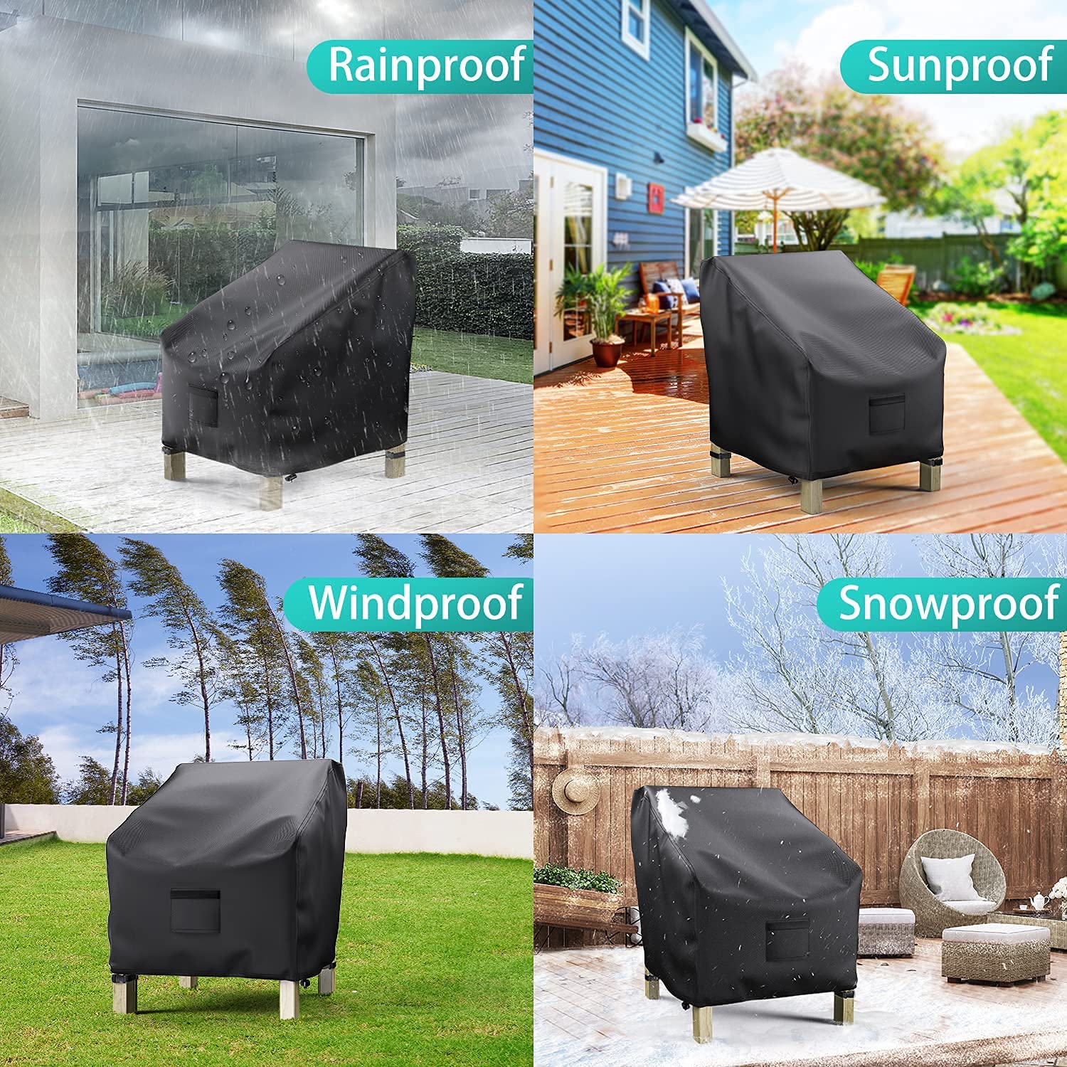 BROSYDA heavy-duty 600D oxford fabric chair cover shields weather