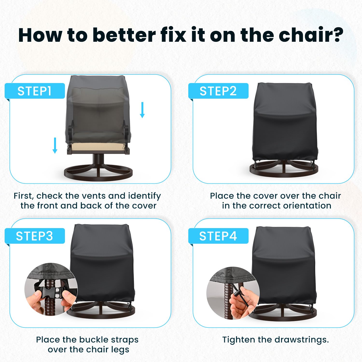 BROSYDA waterproof seams tape helps prevent leaks and prolongs chair life.
