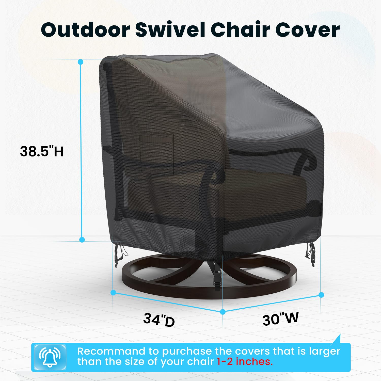 BROSYDA durable Oxford cloth cover for patio chairs resists tearing and abrasion.