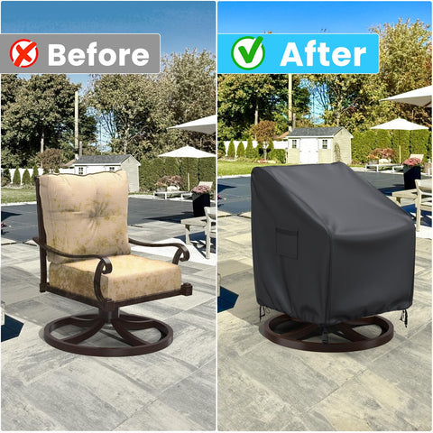 BROSYDA swivel chair cover fits most loungers, guiding size selection.