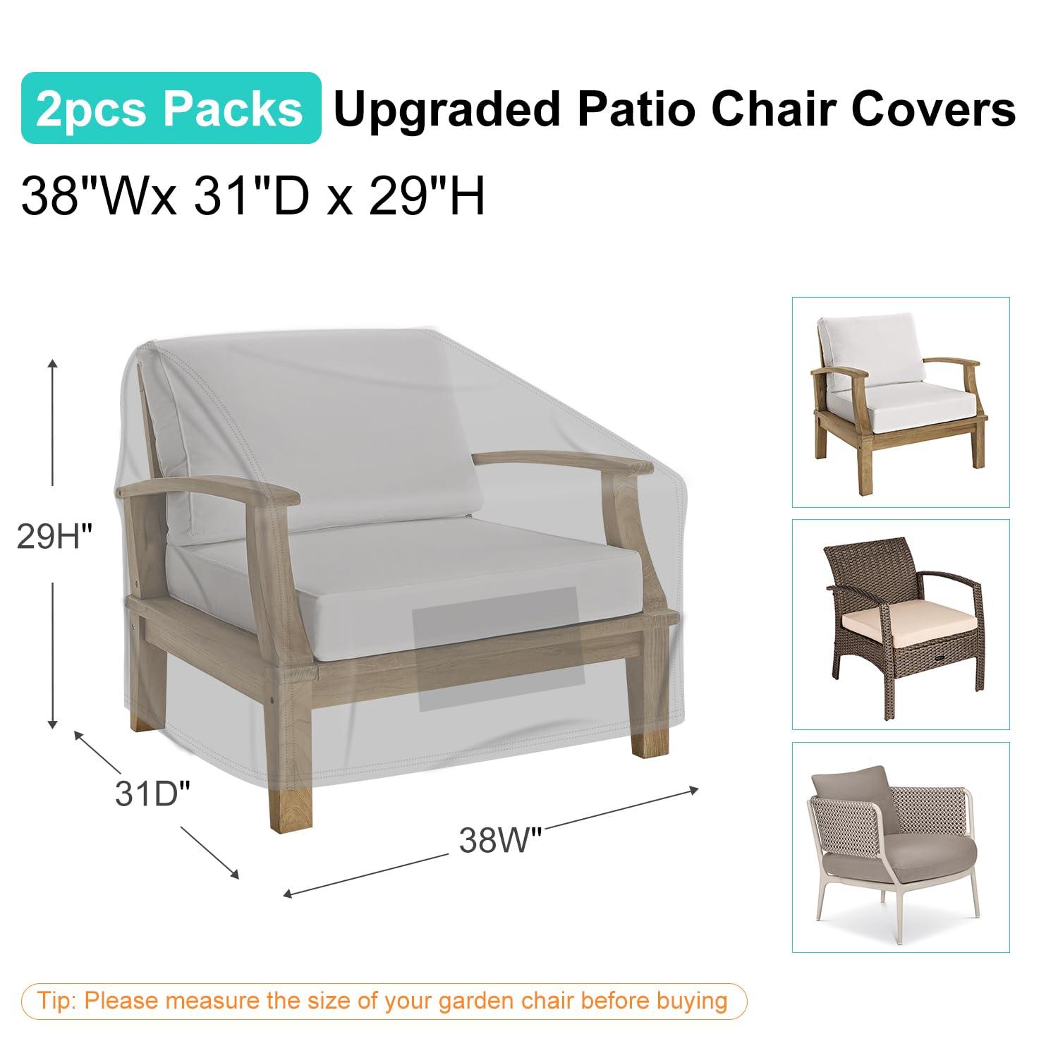BROSYDA chair cover showing waterproof inner coating guards against moisture.