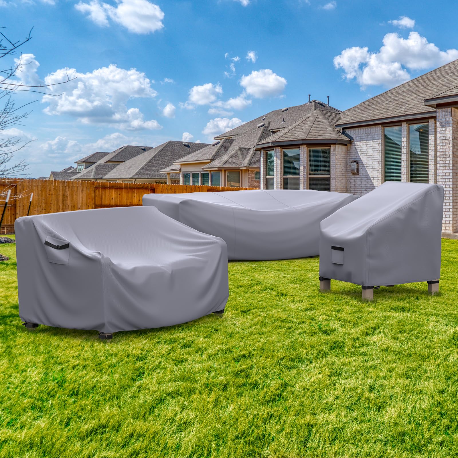 BROSYDA cover for rectangular table and seating fits outdoor spaces