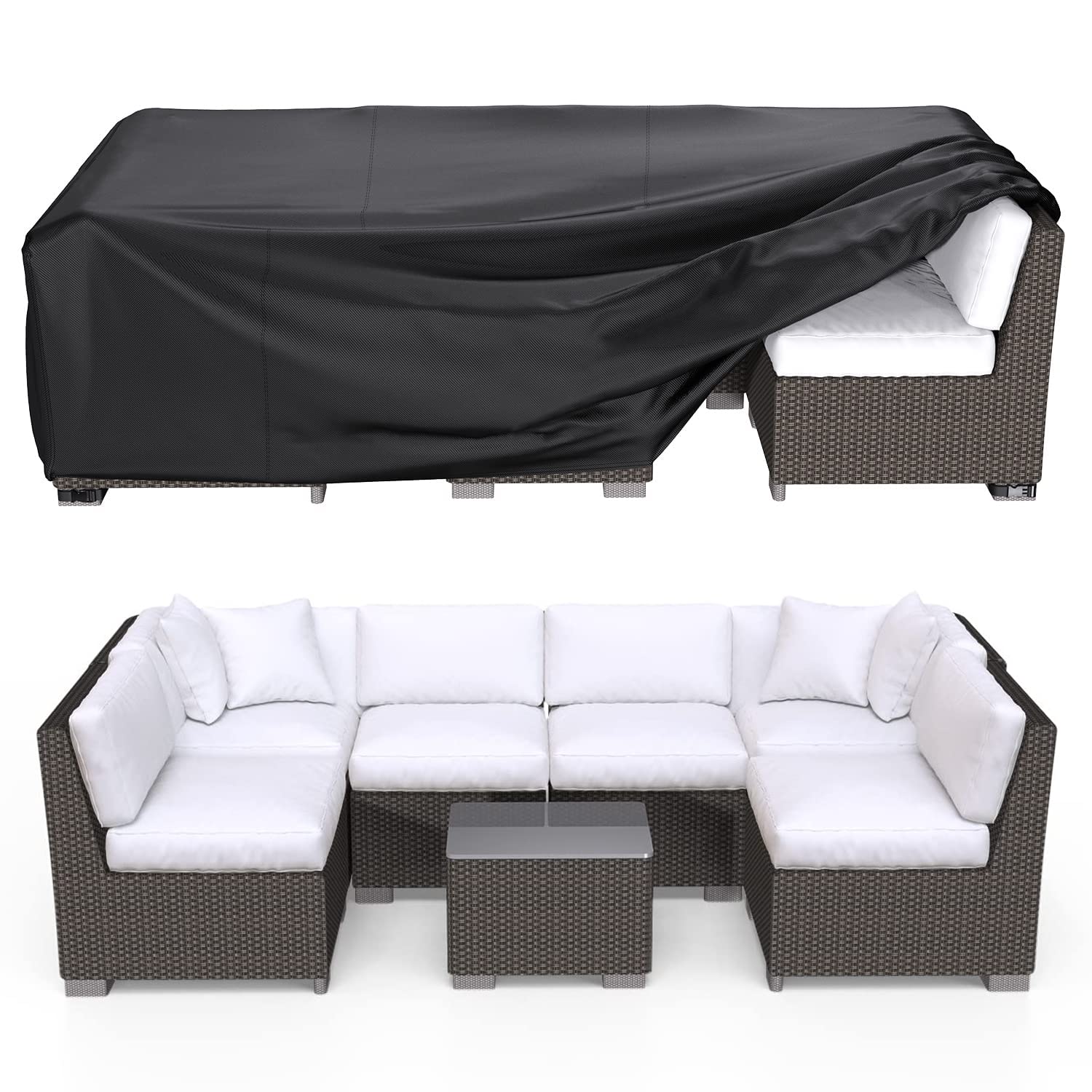 BROSYDA patio cover shows waterproof coating protecting furniture from rain