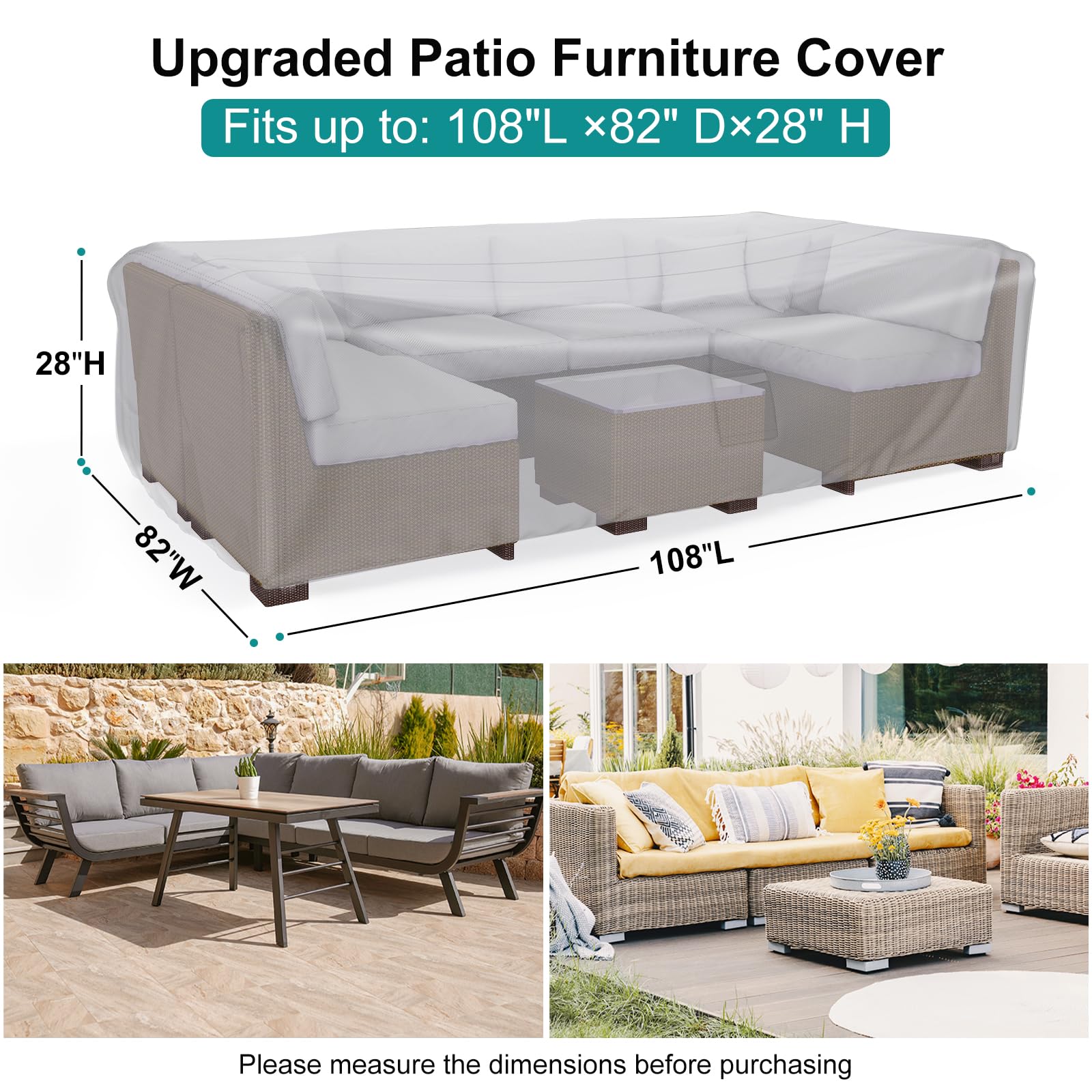 BROSYDA patio cover with wind buckles securing furniture on windy days