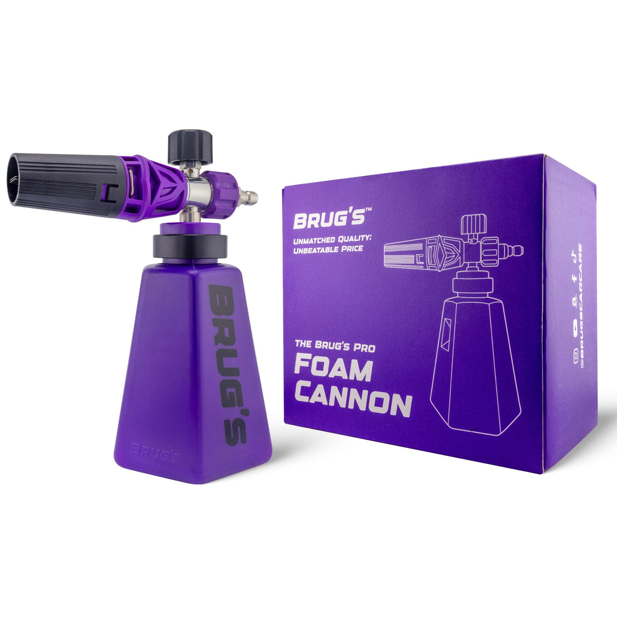 Brug's Pro Foam Cannon V2 in action delivering thick foam for a thorough car wash.