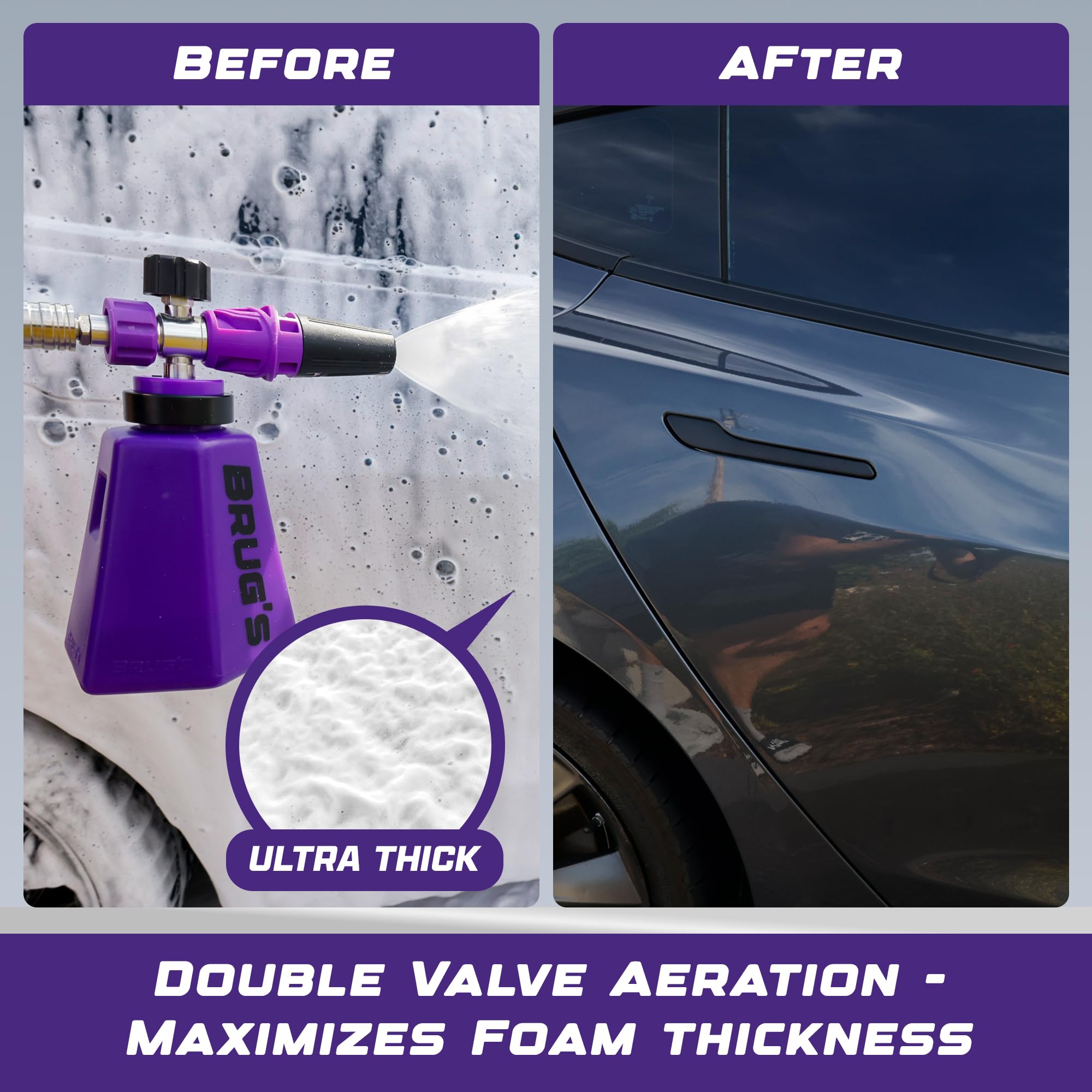 Brug's Pro Foam Cannon V2 with 1/4 inch quick connector ensures smooth transitions.