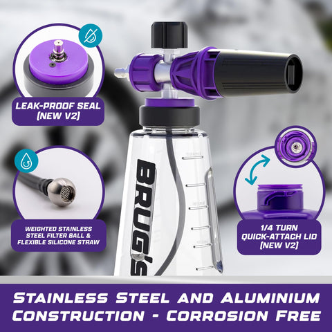 Brug's Pro Foam Cannon Clear Edition V2 lid demonstrates secure, easy refills.