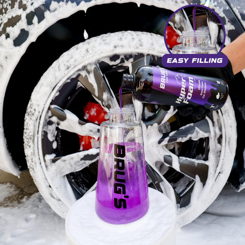 Brug's Pro Foam Cannon spray pattern shows versatile wash angles.