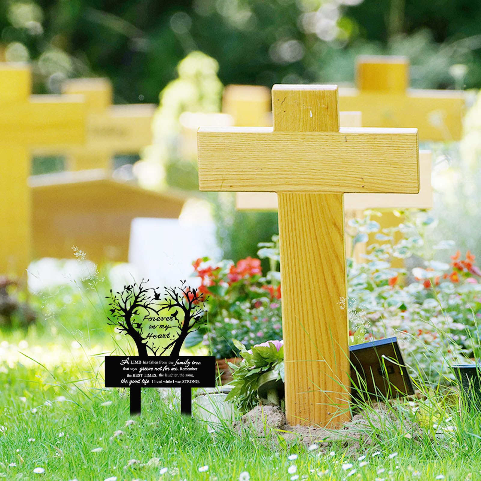 BRUKUSUR graveside marker with engraved words for lasting tribute.