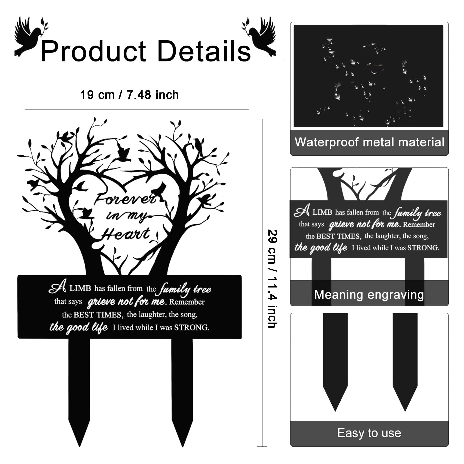 BRUKUSUR outdoor memorial stake in durable metal for weather resilience.