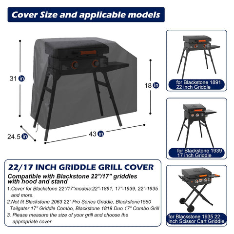 bruwaa griddle cover for Blackstone 17in with hood and stand protects the grill.