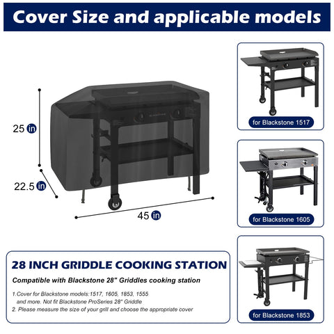 Bruwaa griddle cover for Blackstone 28 inch guards a larger griddle from rain.