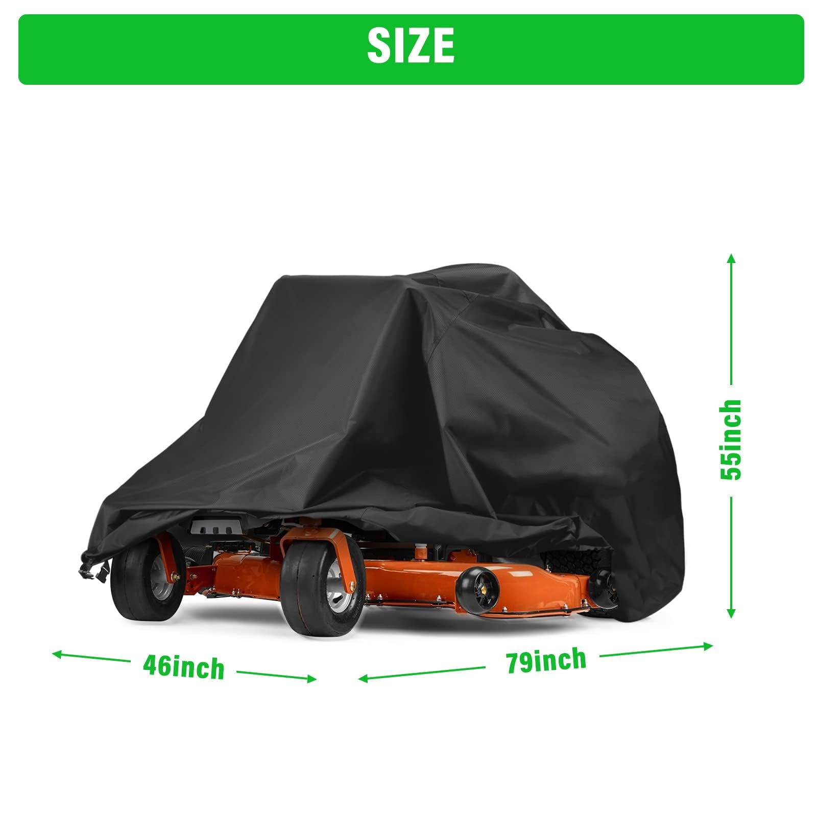 bruwaa mower cover side profile, universal fit for most zero-turn models and secure drawstring