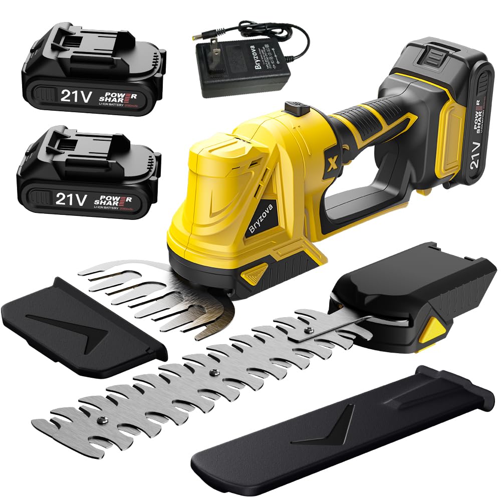 Bryzova 21V 2-in-1 hedge trimmer with 8.7-inch blade for precise hedges
