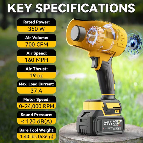 Bryzova 21V cordless leaf blower with a lightweight design reduces fatigue.