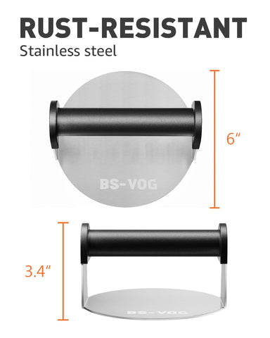 BS-VOG burger press versatile for burgers, bacon, quesadillas, and more.