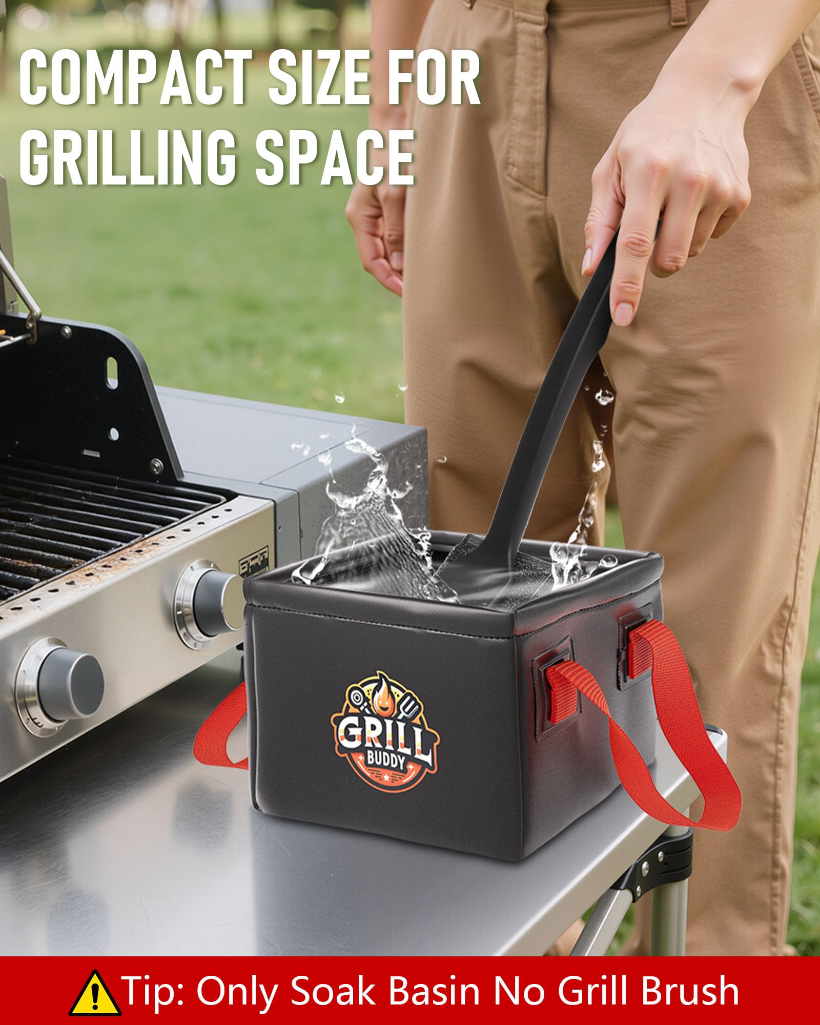 BS-VOG dunk tank square basin design prevents spills during BBQ steam cleaning.