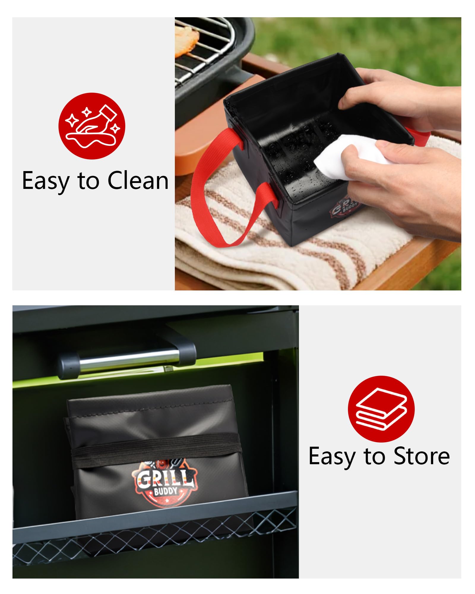 BS-VOG waterproof fabric and reinforced seams withstand regular grill cleanup.