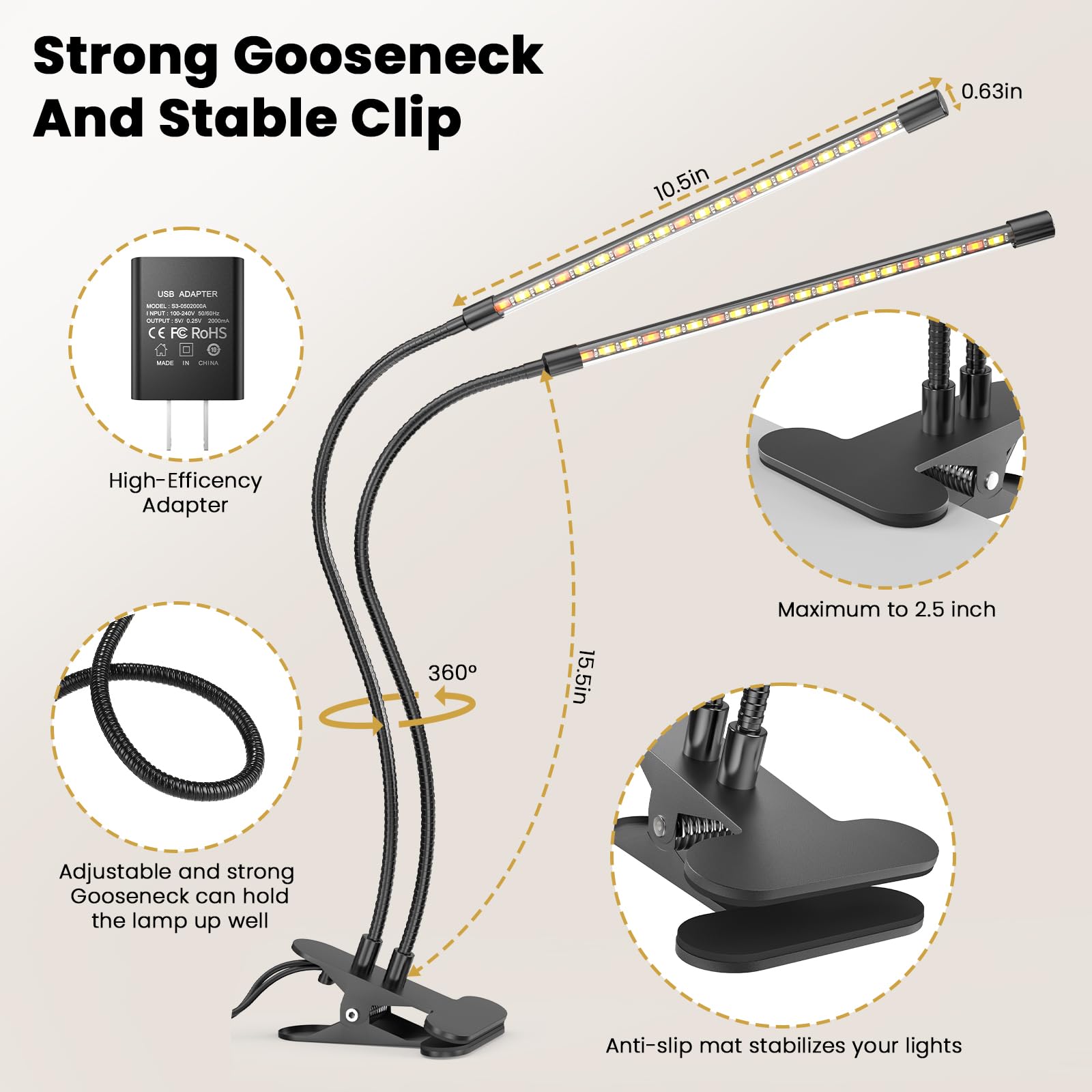 Bseah 10-level dimming lets you tailor brightness for seedlings and plants.