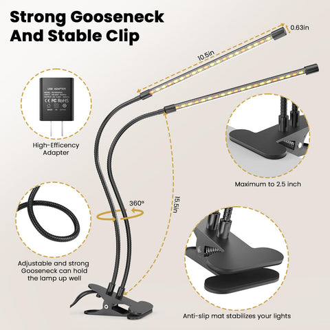 Bseah 10-level dimming lets you tailor brightness for seedlings and plants.