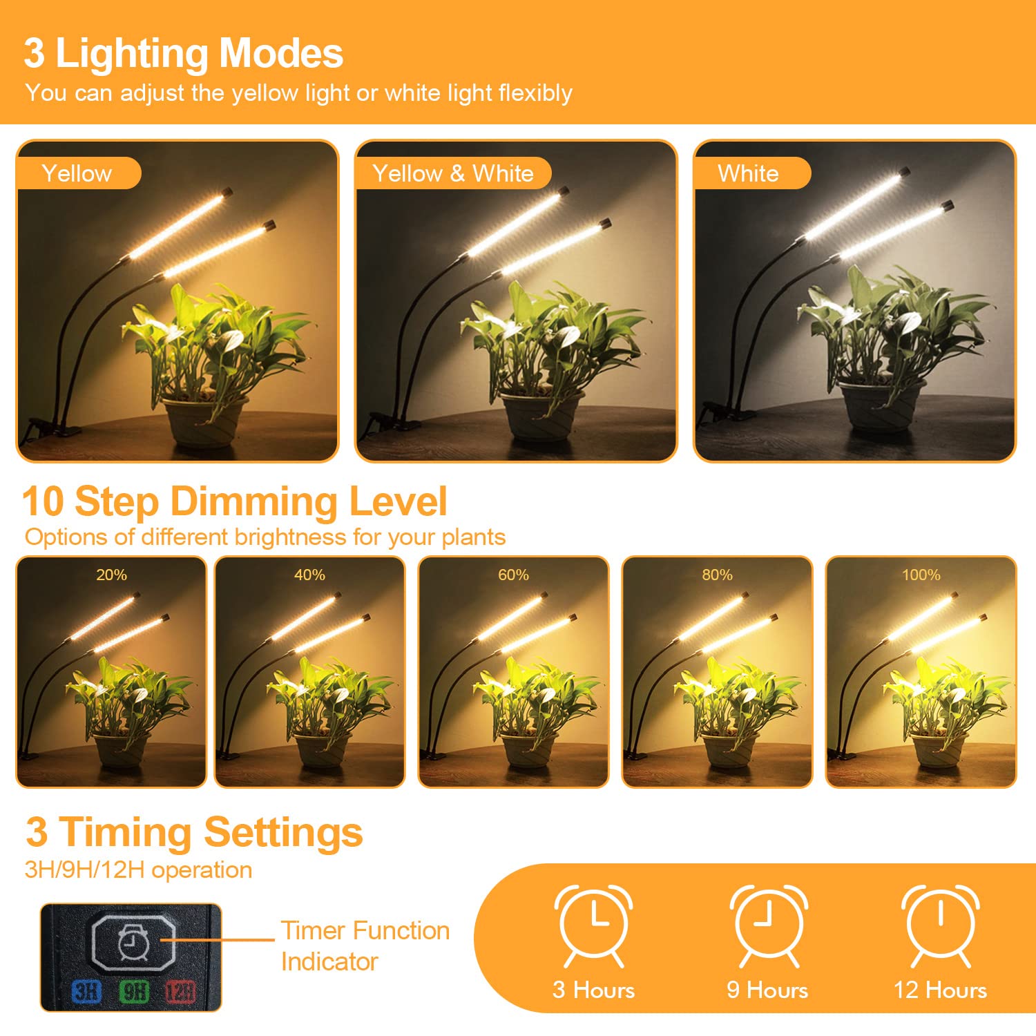 bseah grow light dimmable settings enable precise light control