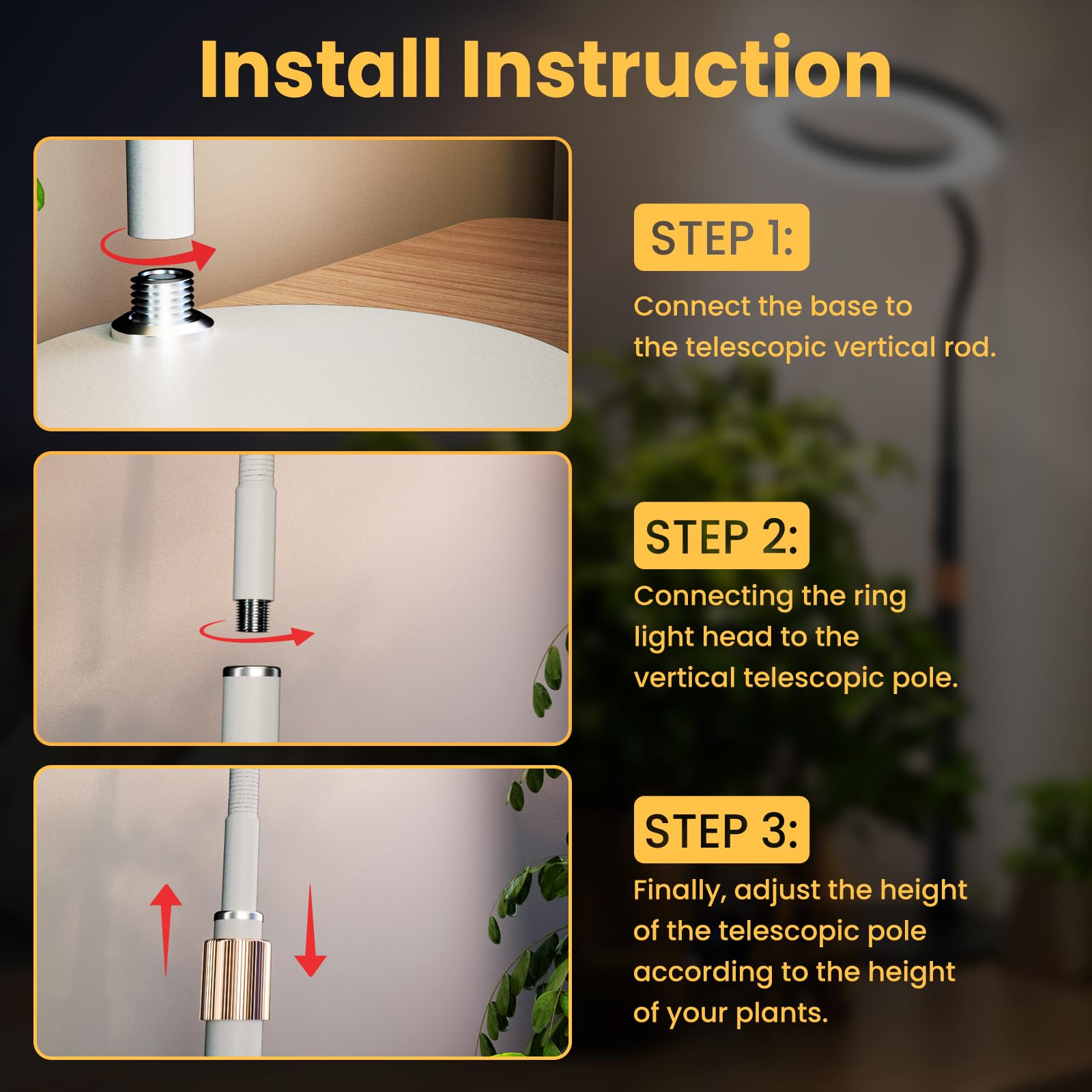 The bseah grow light metal base with pad protects surfaces.