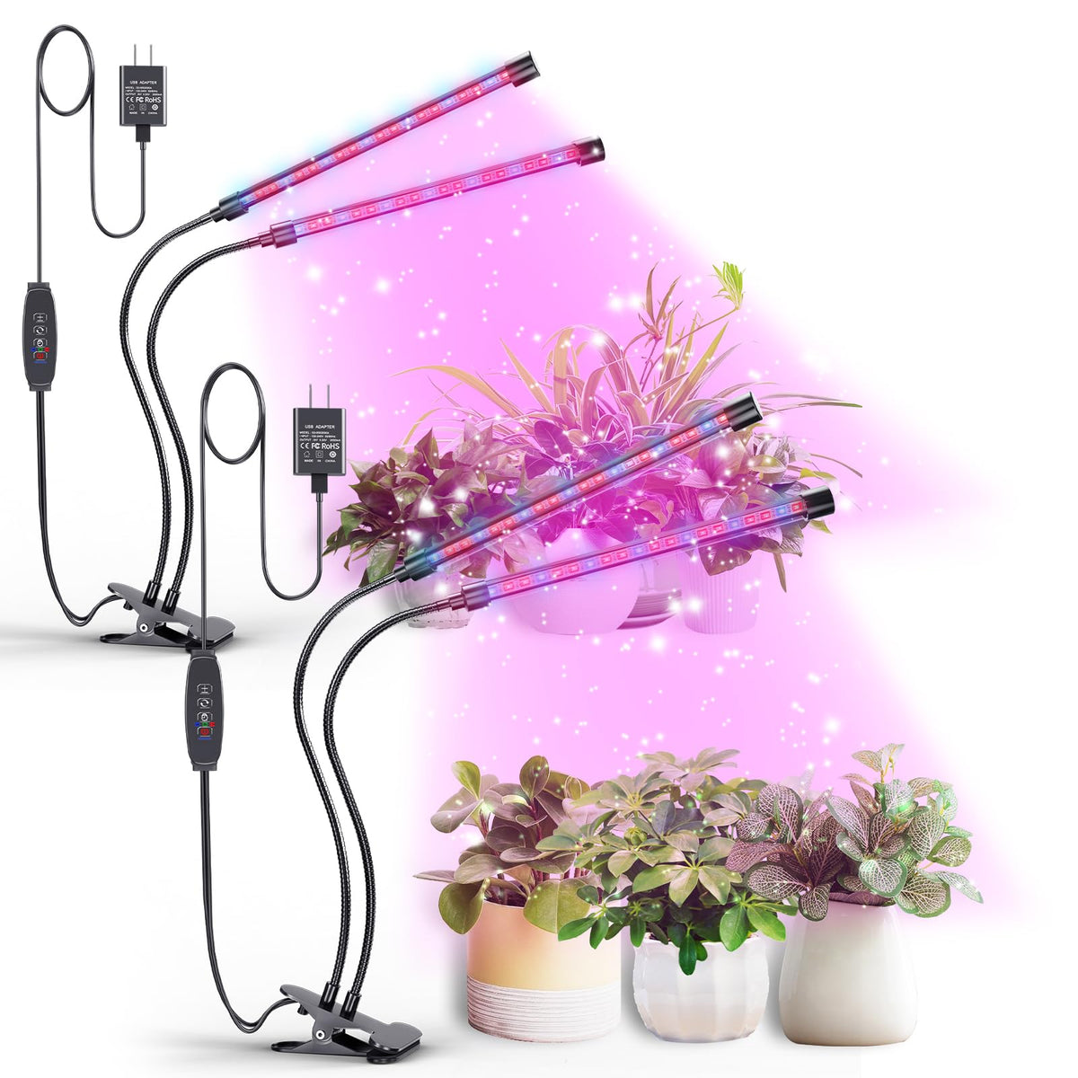bseah Plant Grow Light clip-on dual-head for flexible indoor plant growth