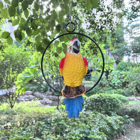 BSIRZAM parrot garden statue hung near pool enhances outdoor spaces
